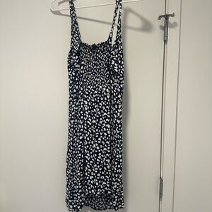 Reformation Navy and White Patterned Dress